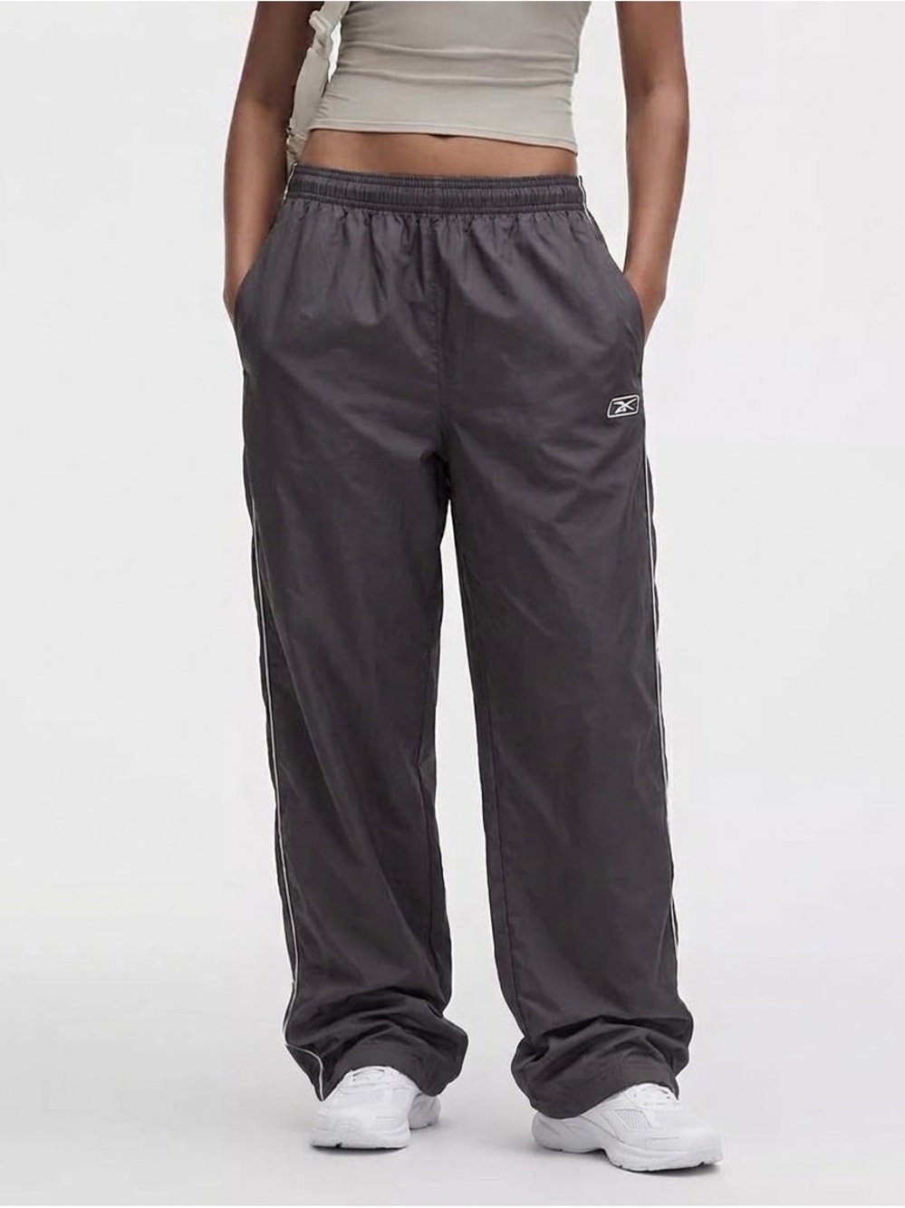 Vintage Reebok Baggy Athletic Skater Track Pants Mens Size M 2000s Grey Y2K
